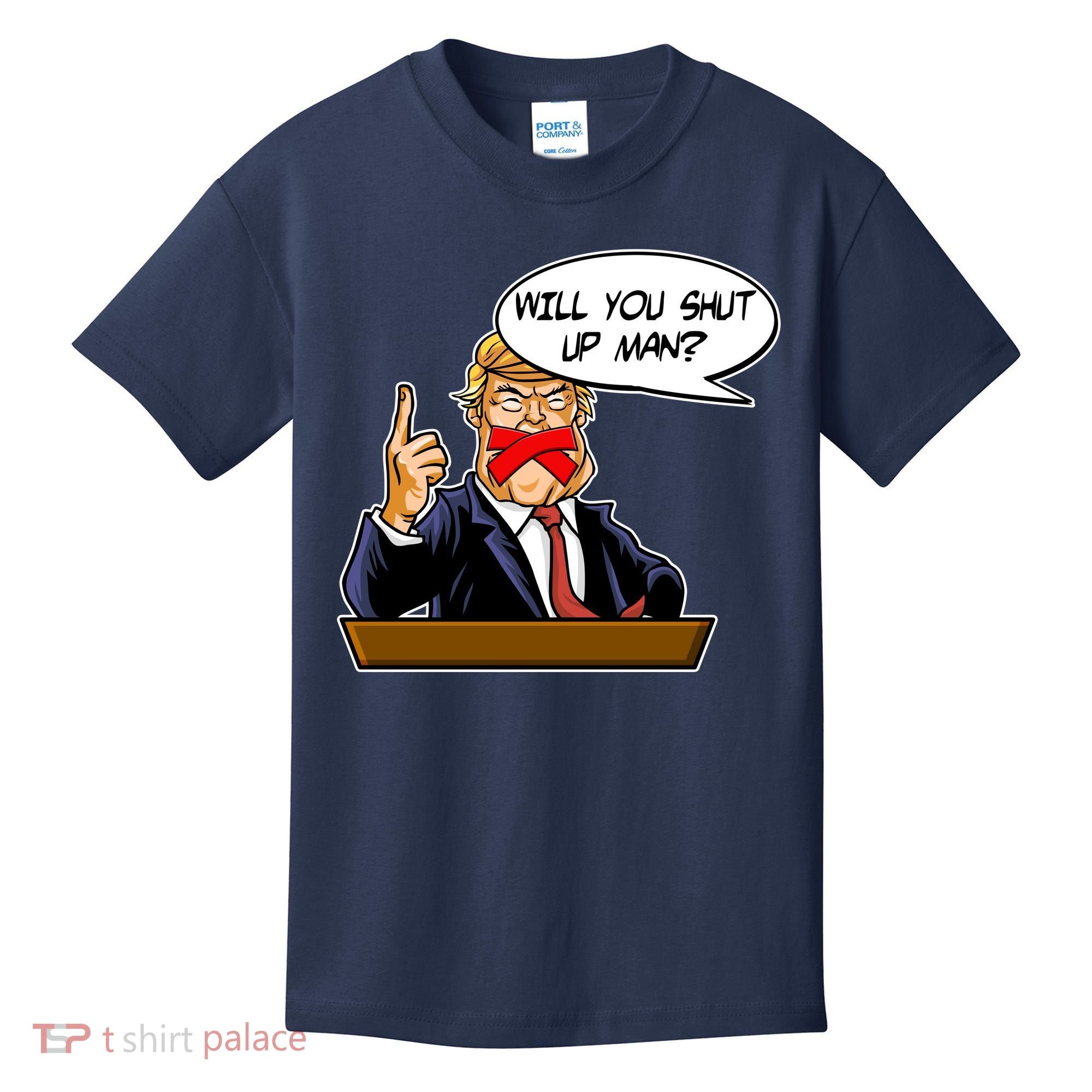 Funny Will You Shut Up Man Biden vs Trump Debate Comic Kids T-Shirt