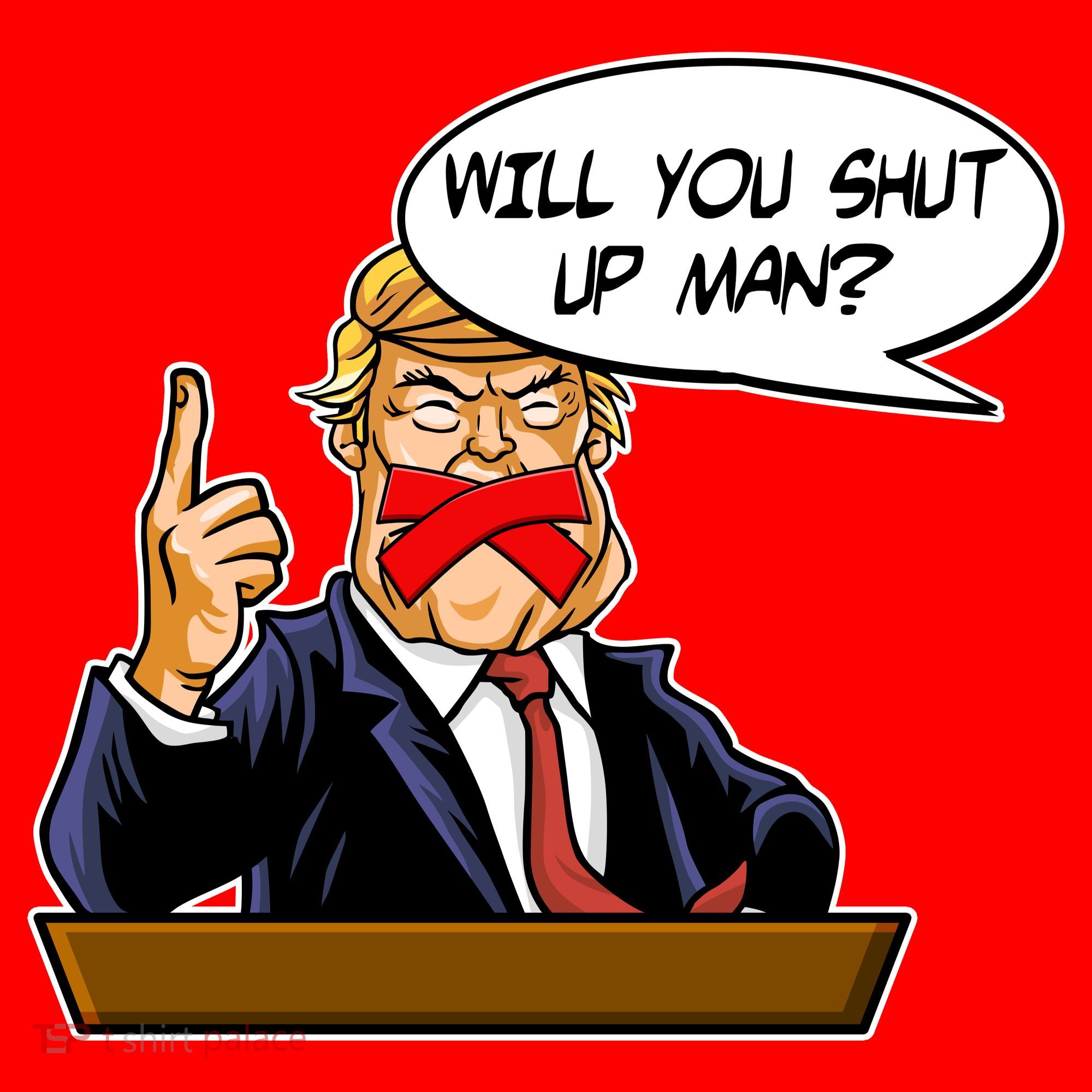 Funny Will You Shut Up Man Biden vs Trump Debate Comic Santa Hat