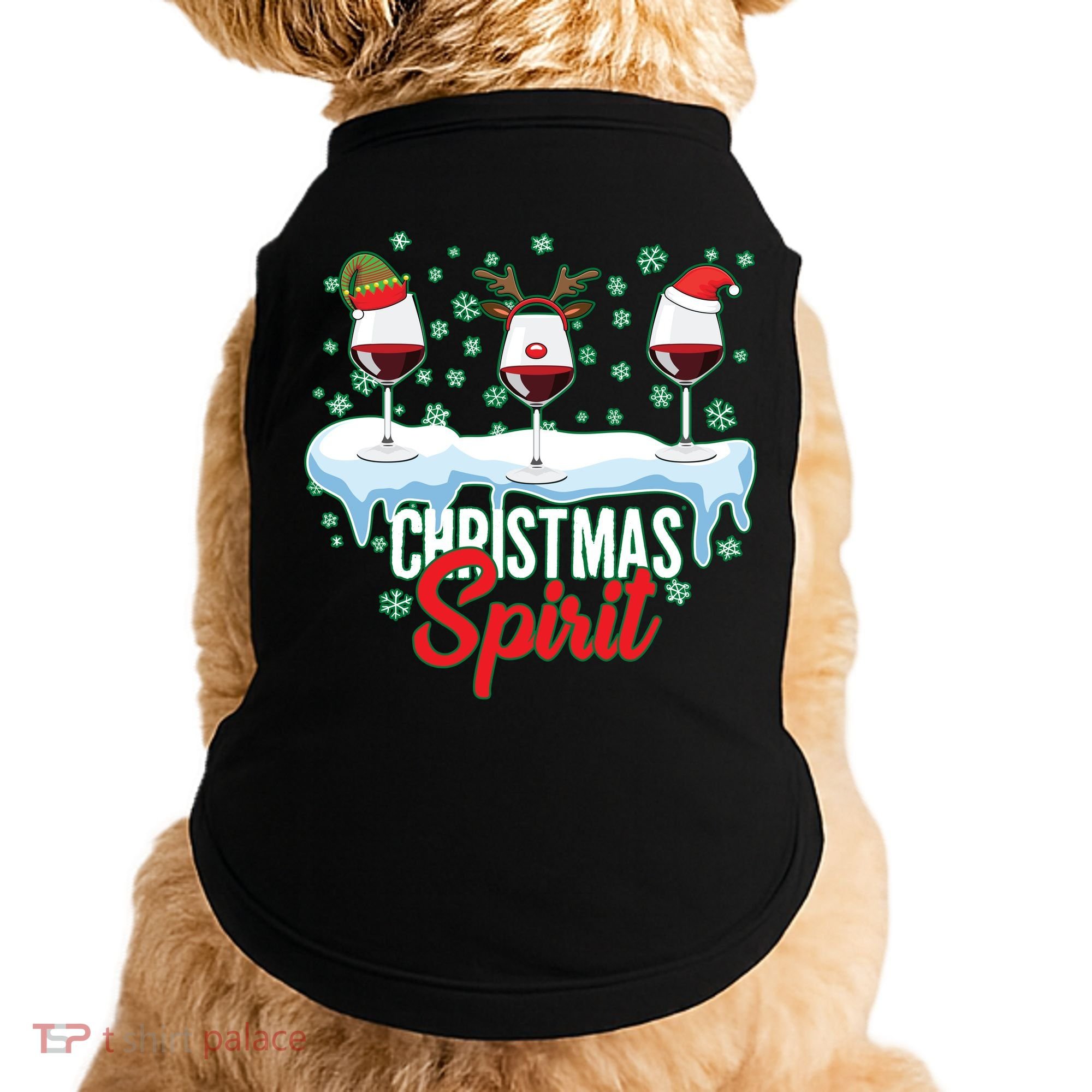 Funny Wine Christmas Spirit Doggie Tank
