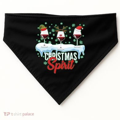 Funny Wine Christmas Spirit USA-Made Doggie Bandana