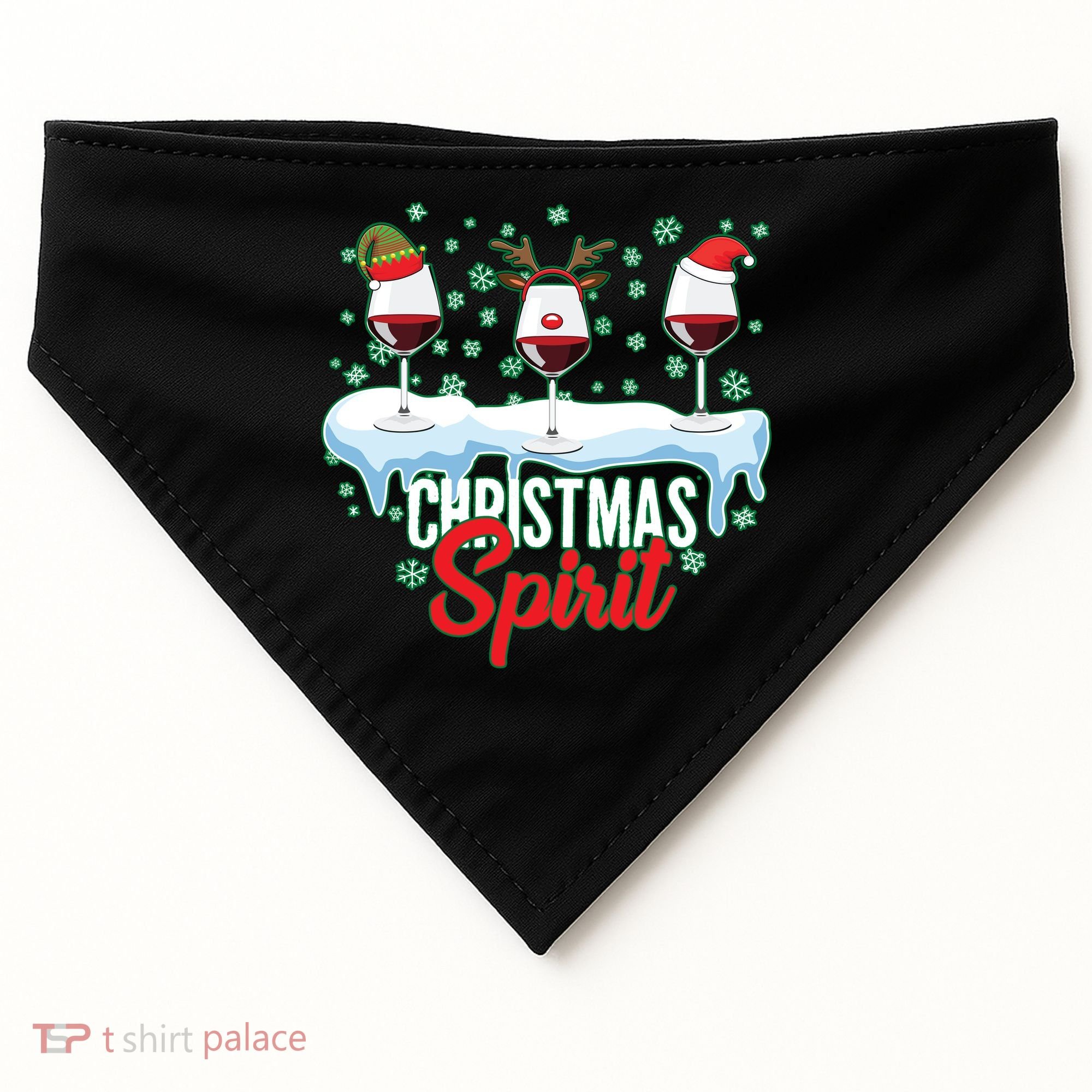 Funny Wine Christmas Spirit USA-Made Doggie Bandana