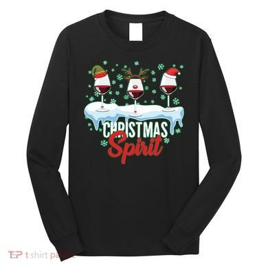 Funny Wine Christmas Spirit Long Sleeve Shirt