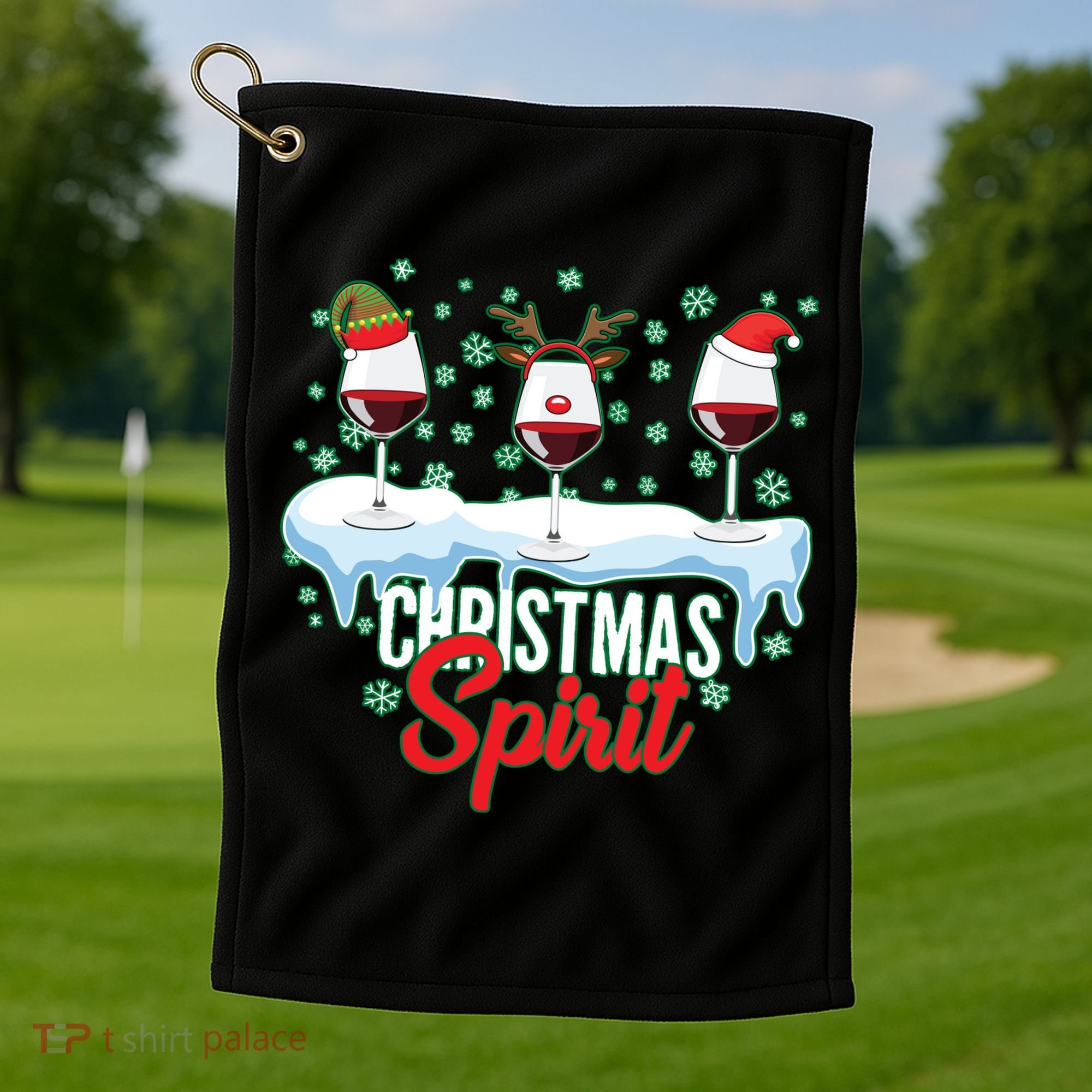 Funny Wine Christmas Spirit Golf Towel