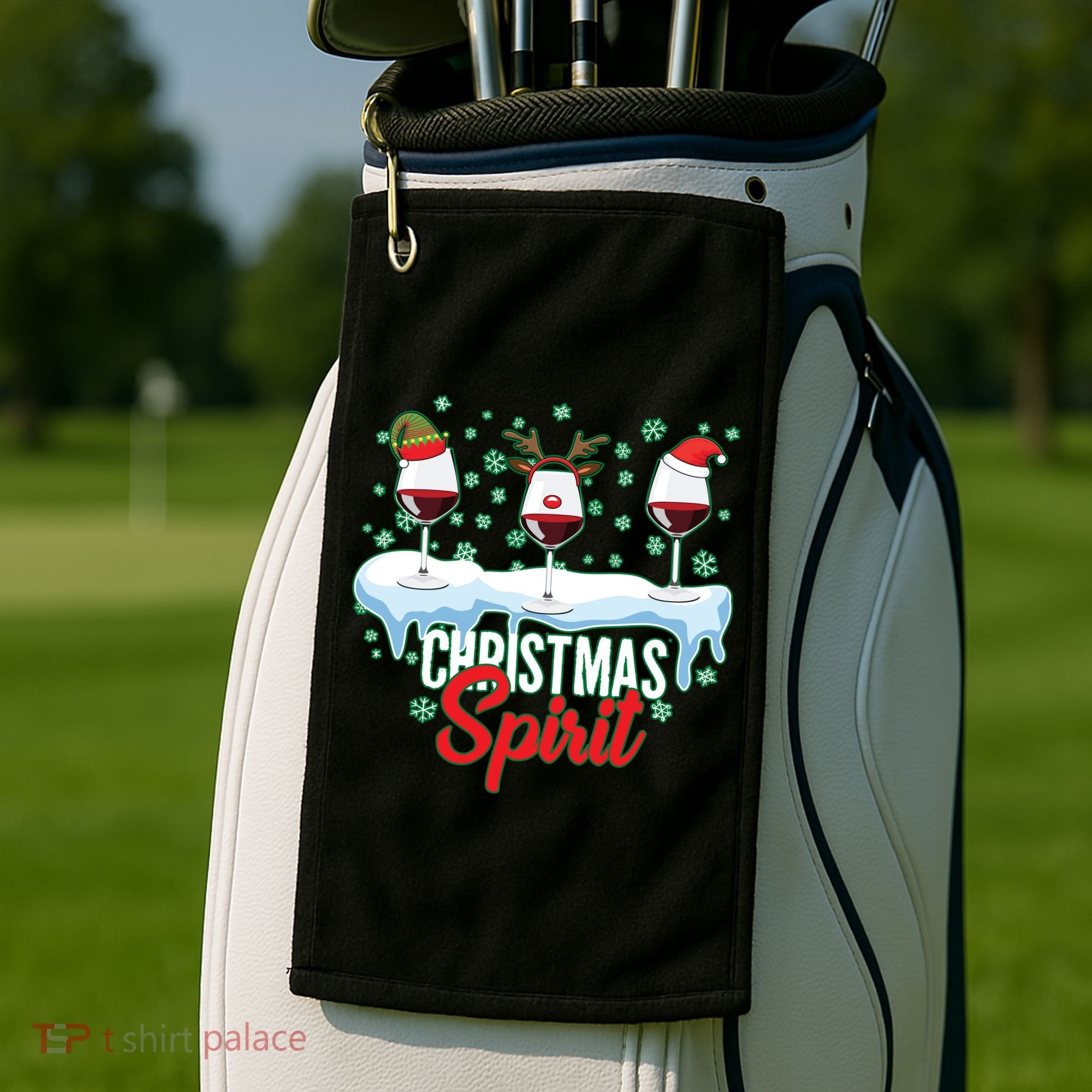 Funny Wine Christmas Spirit Golf Towel