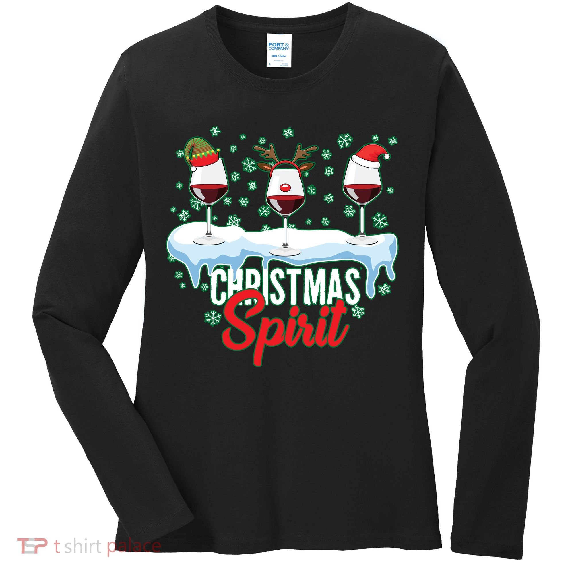 Funny Wine Christmas Spirit Women's Long Sleeve Shirt