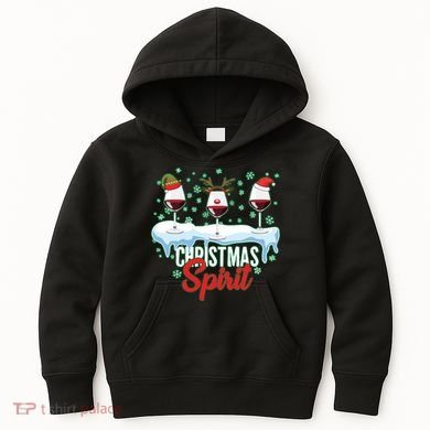 Funny Wine Christmas Spirit Kids Hoodie