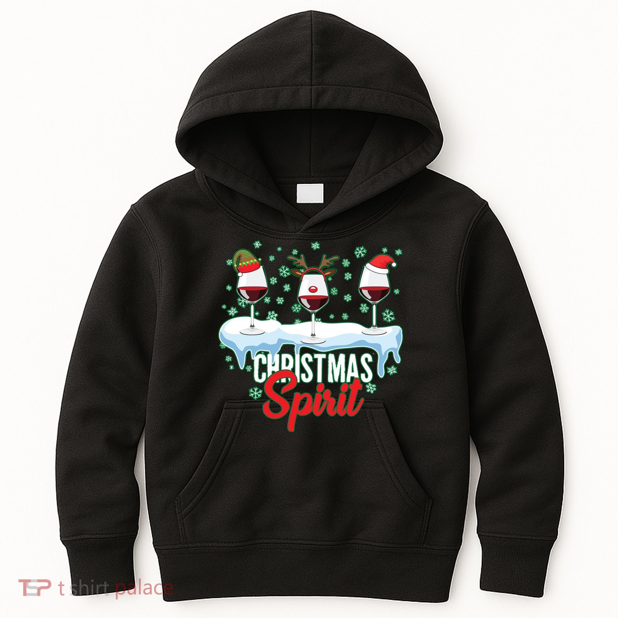 Funny Wine Christmas Spirit Kids Hoodie