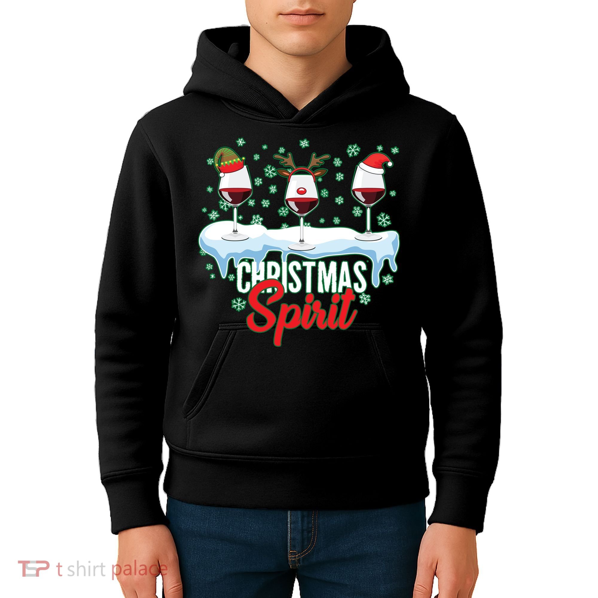 Funny Wine Christmas Spirit Kids Hoodie