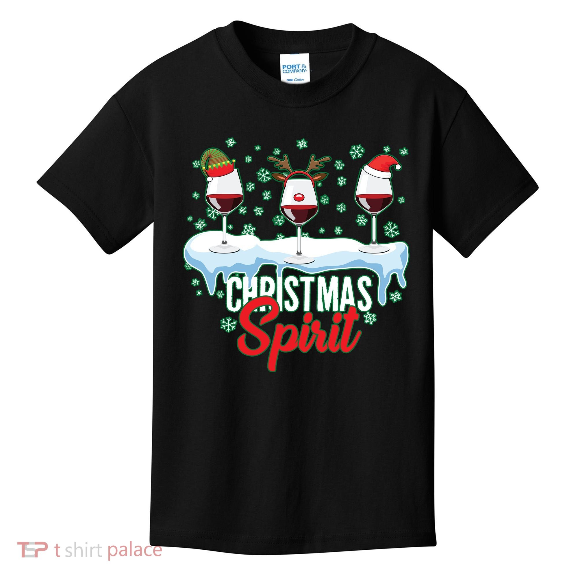 Funny Wine Christmas Spirit Kids T-Shirt