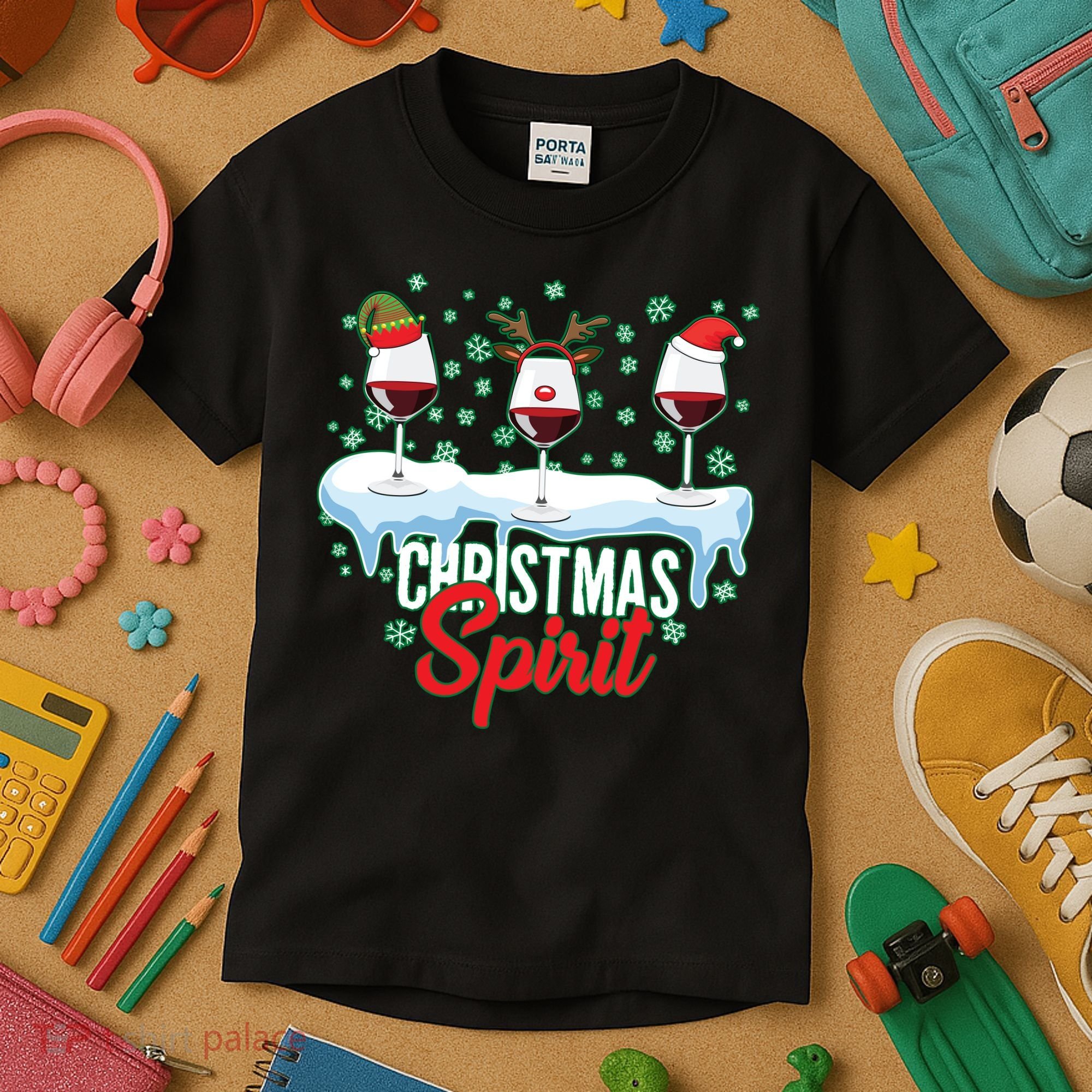 Funny Wine Christmas Spirit Kids T-Shirt