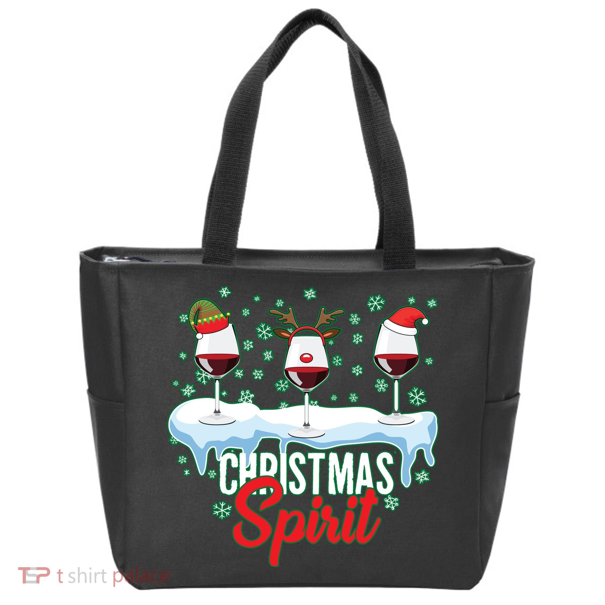 Funny Wine Christmas Spirit Tote Bag