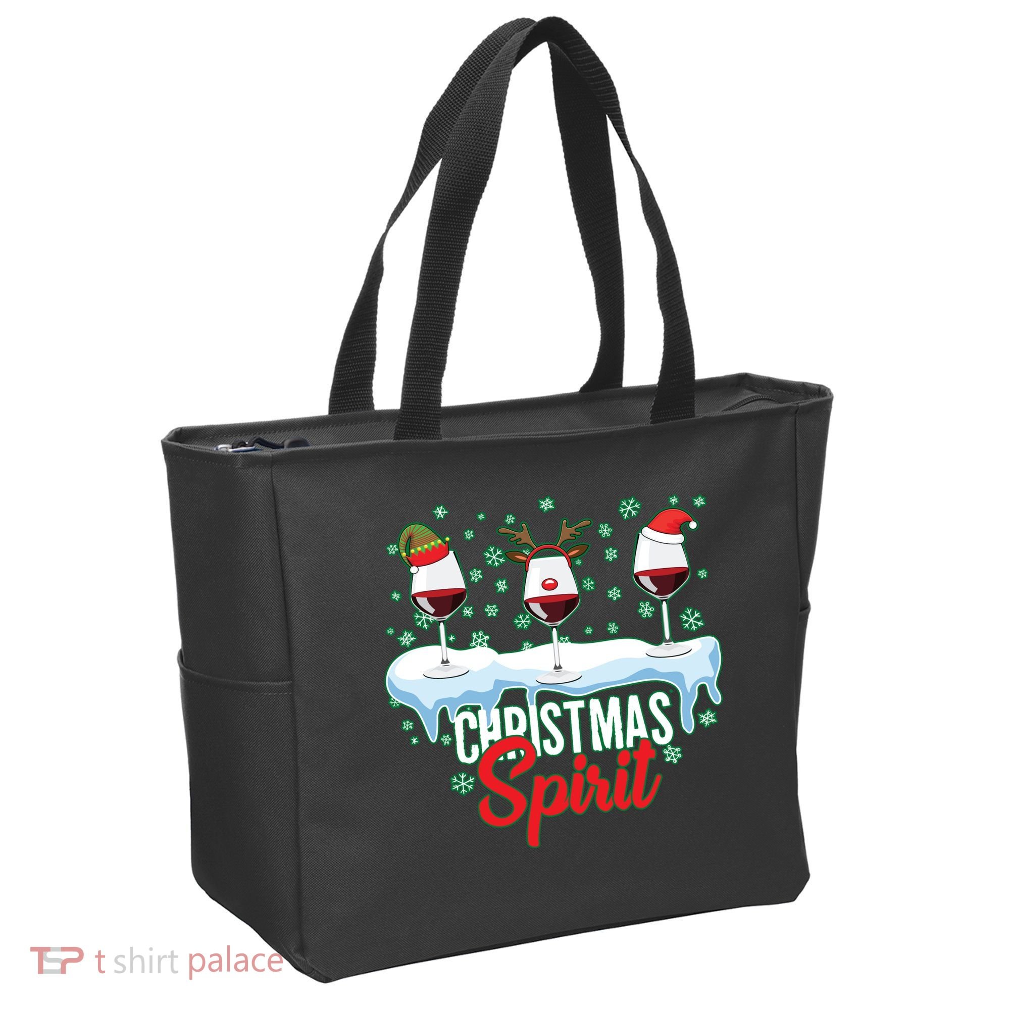 Funny Wine Christmas Spirit Tote Bag