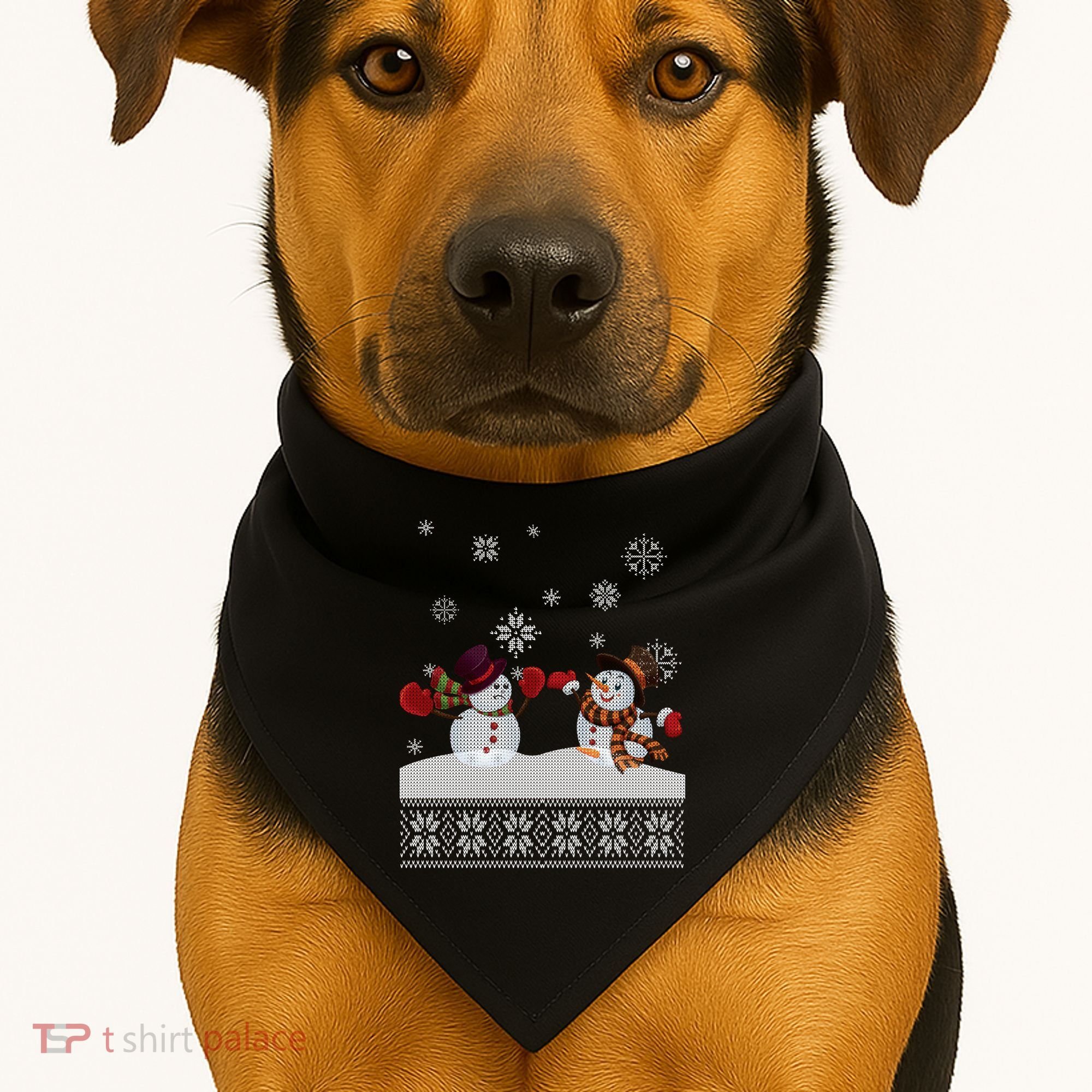 Funny Winter Snowman Ugly Christmas USA-Made Doggie Bandana
