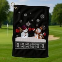 Funny Winter Snowman Ugly Christmas Golf Towel thumb 1