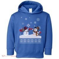 Funny Winter Snowman Ugly Christmas Toddler Hoodie thumb 0