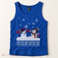 Funny Winter Snowman Ugly Christmas Tank Top thumb 2