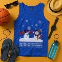 Funny Winter Snowman Ugly Christmas Tank Top thumb 4