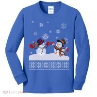 Funny Winter Snowman Ugly Christmas Kids Long Sleeve Shirt thumb 0