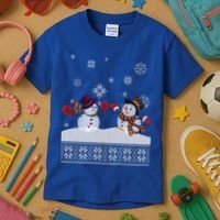 Funny Winter Snowman Ugly Christmas Kids T-Shirt thumb 3