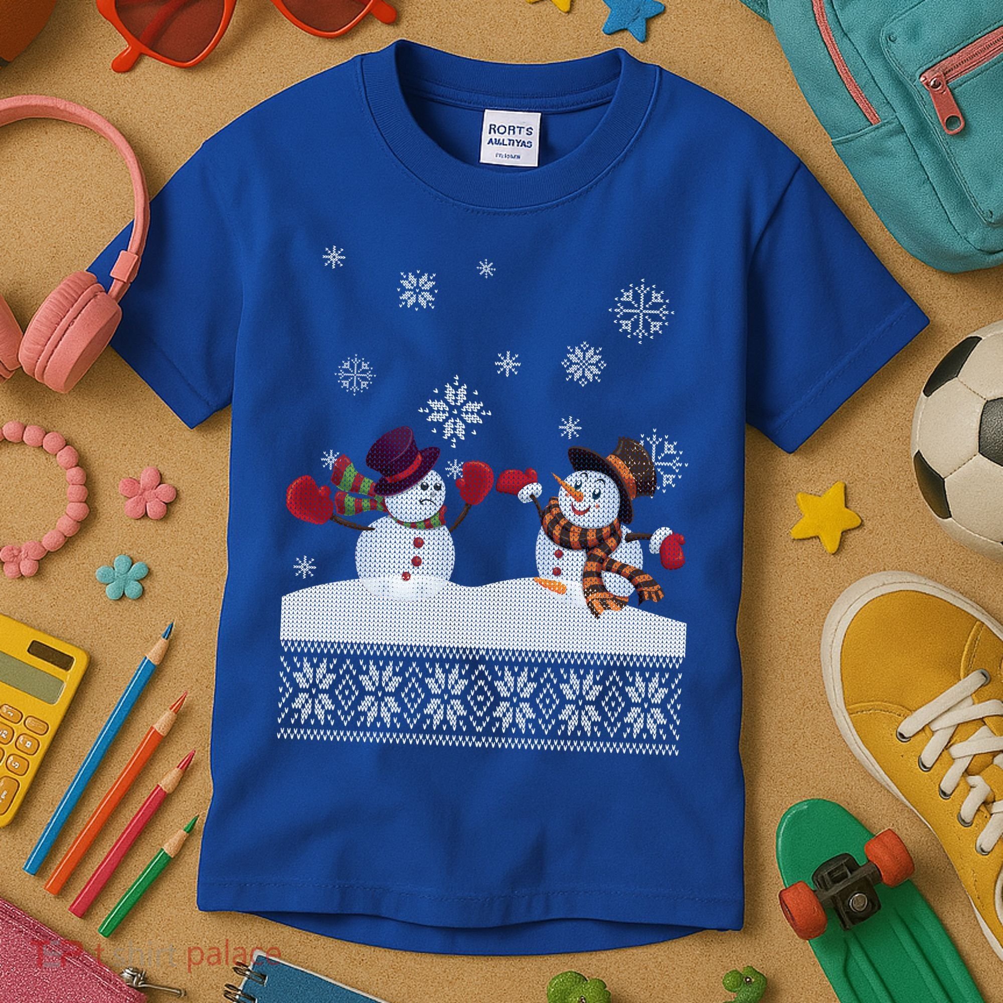 Funny Winter Snowman Ugly Christmas Kids T-Shirt