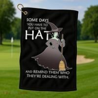 Funny Witch Some Day You Have To Put On The Hat Golf Towel thumb 1