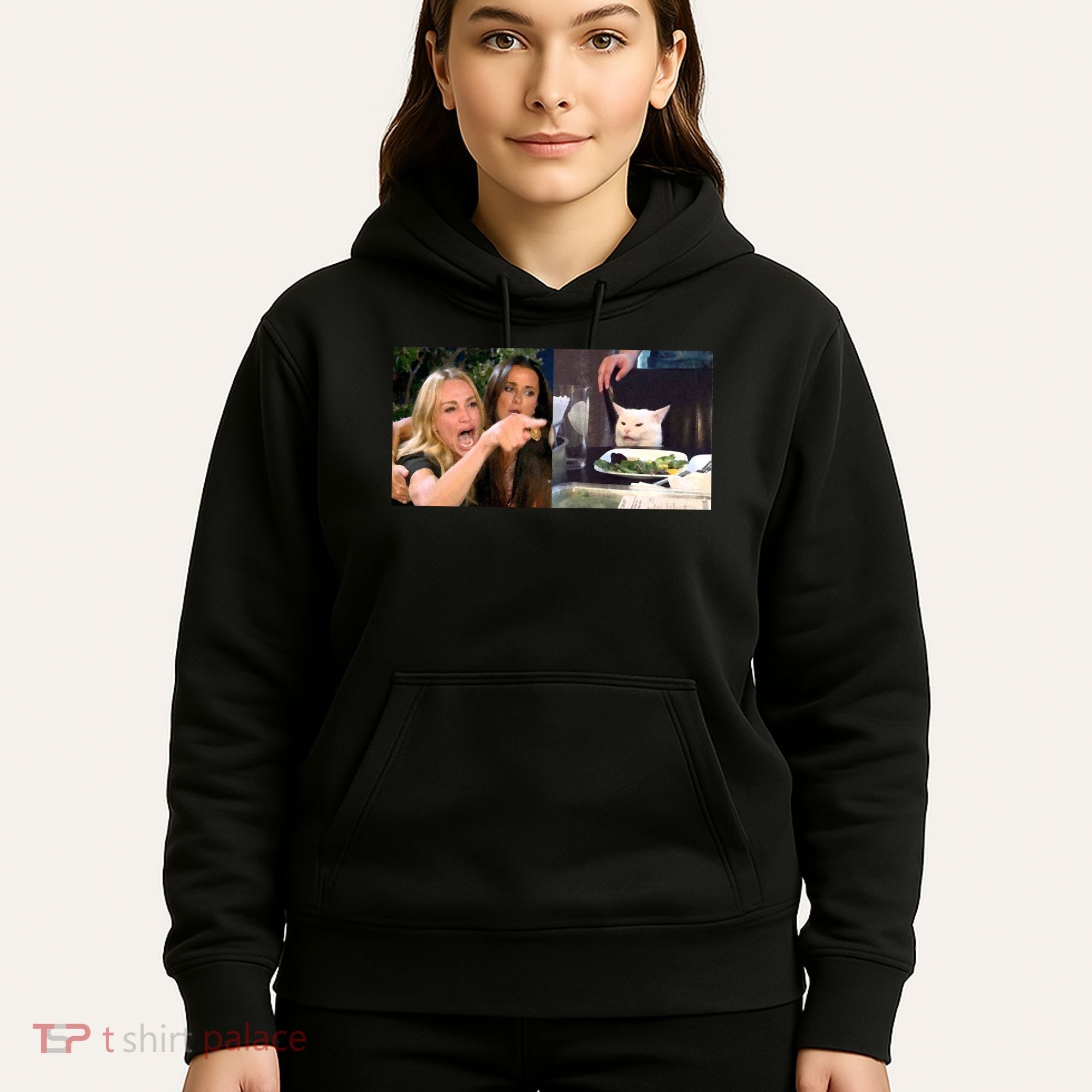 Funny Woman Yelling At Cat Meme  Hoodie
