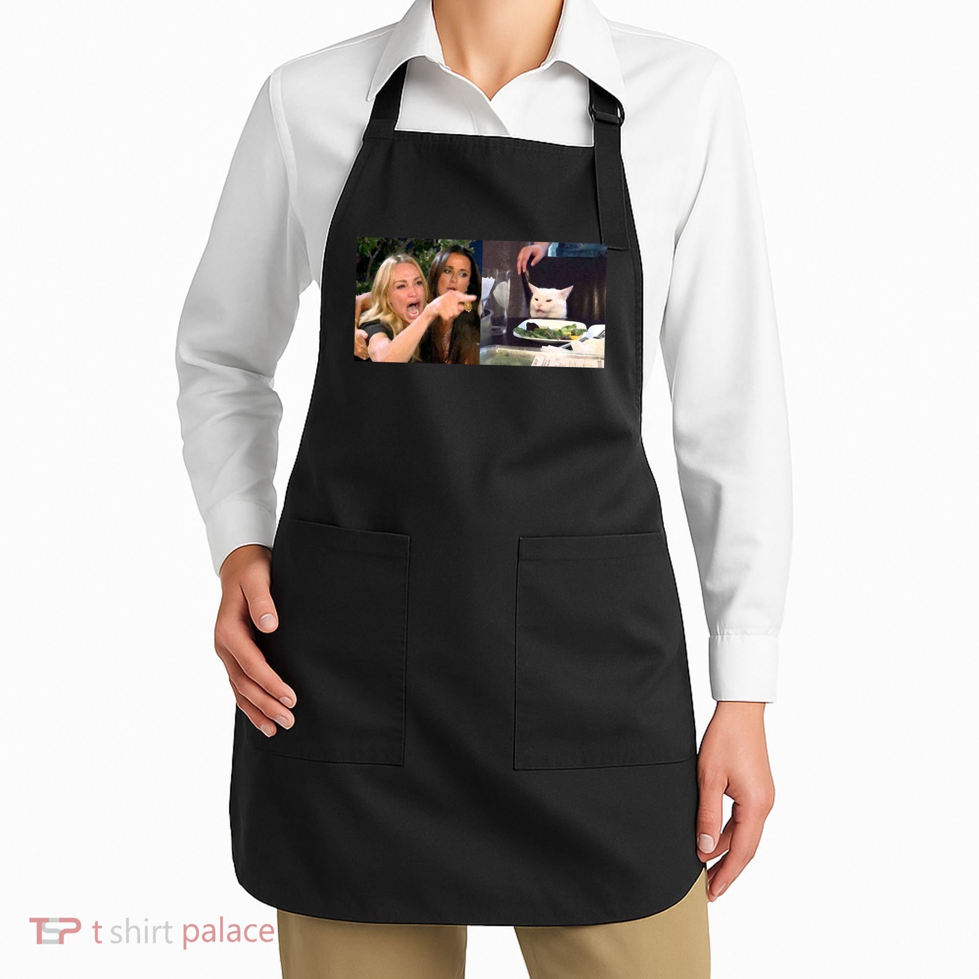 Funny Woman Yelling At Cat Meme  Apron