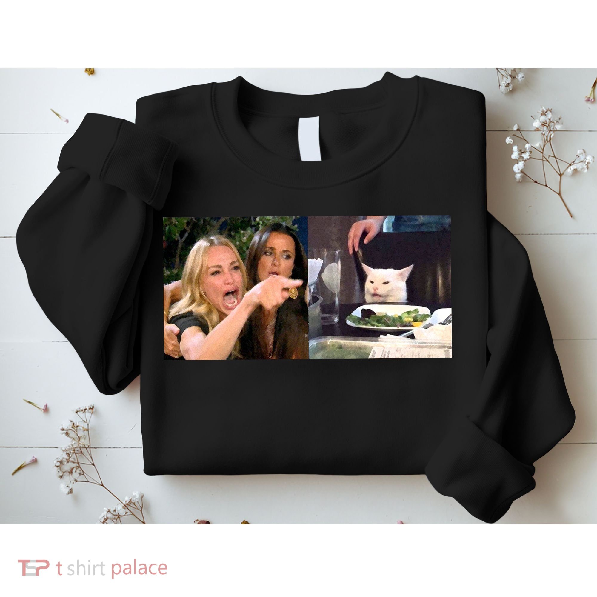 Funny Woman Yelling At Cat Meme  Sweatshirt