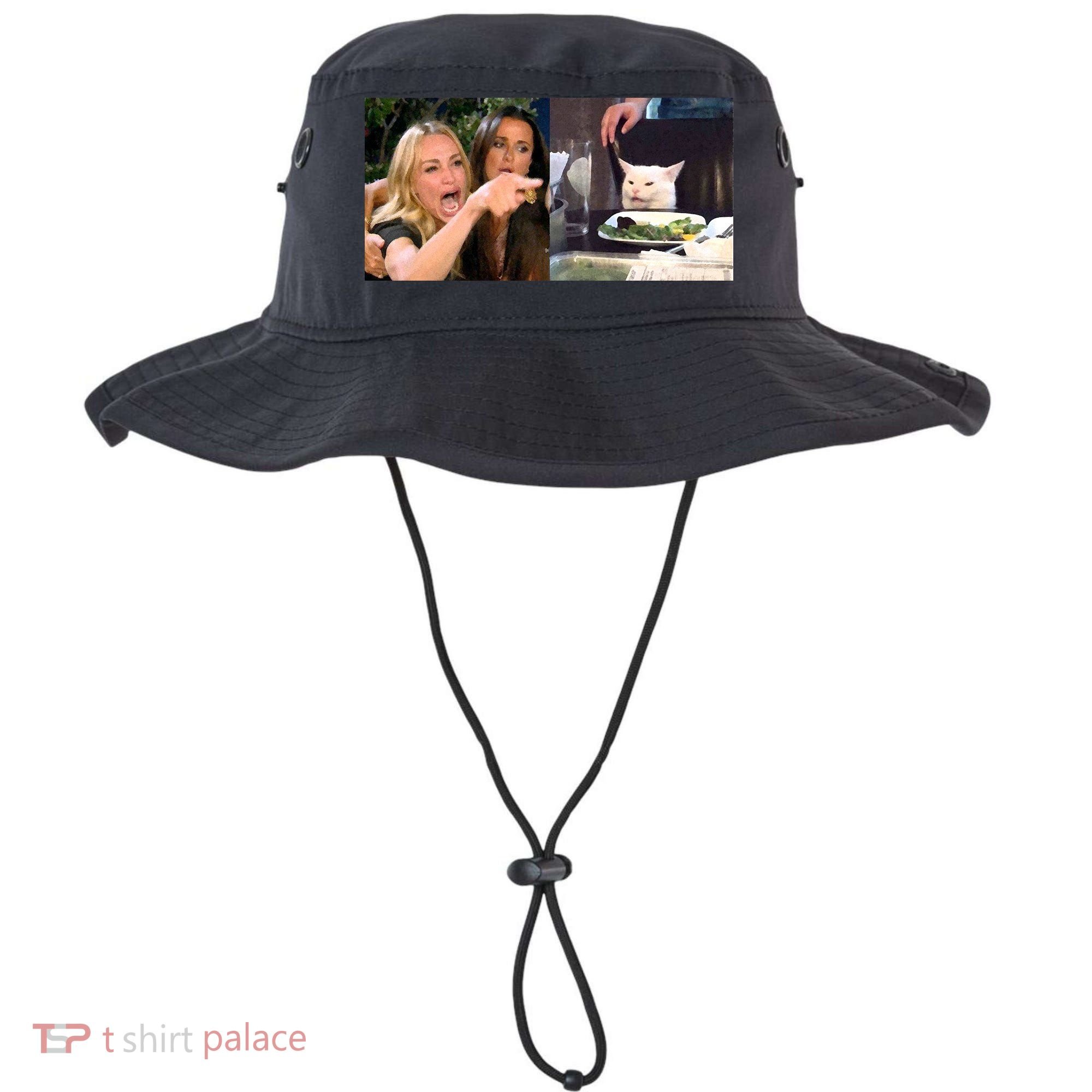Funny Woman Yelling At Cat Meme  Bucket Hat