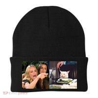 Funny Woman Yelling At Cat Meme  Beanie thumb 0