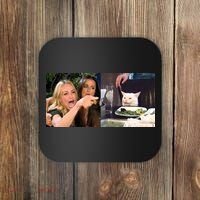 Funny Woman Yelling At Cat Meme  Coaster thumb 0
