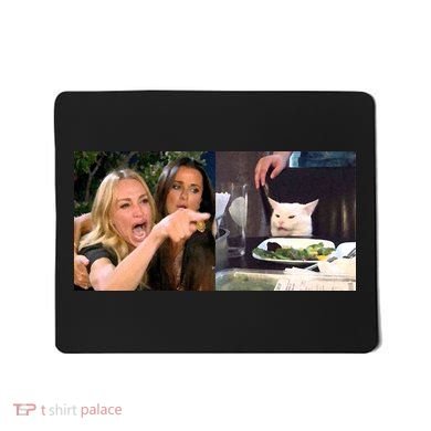 Funny Woman Yelling At Cat Meme  Mousepad