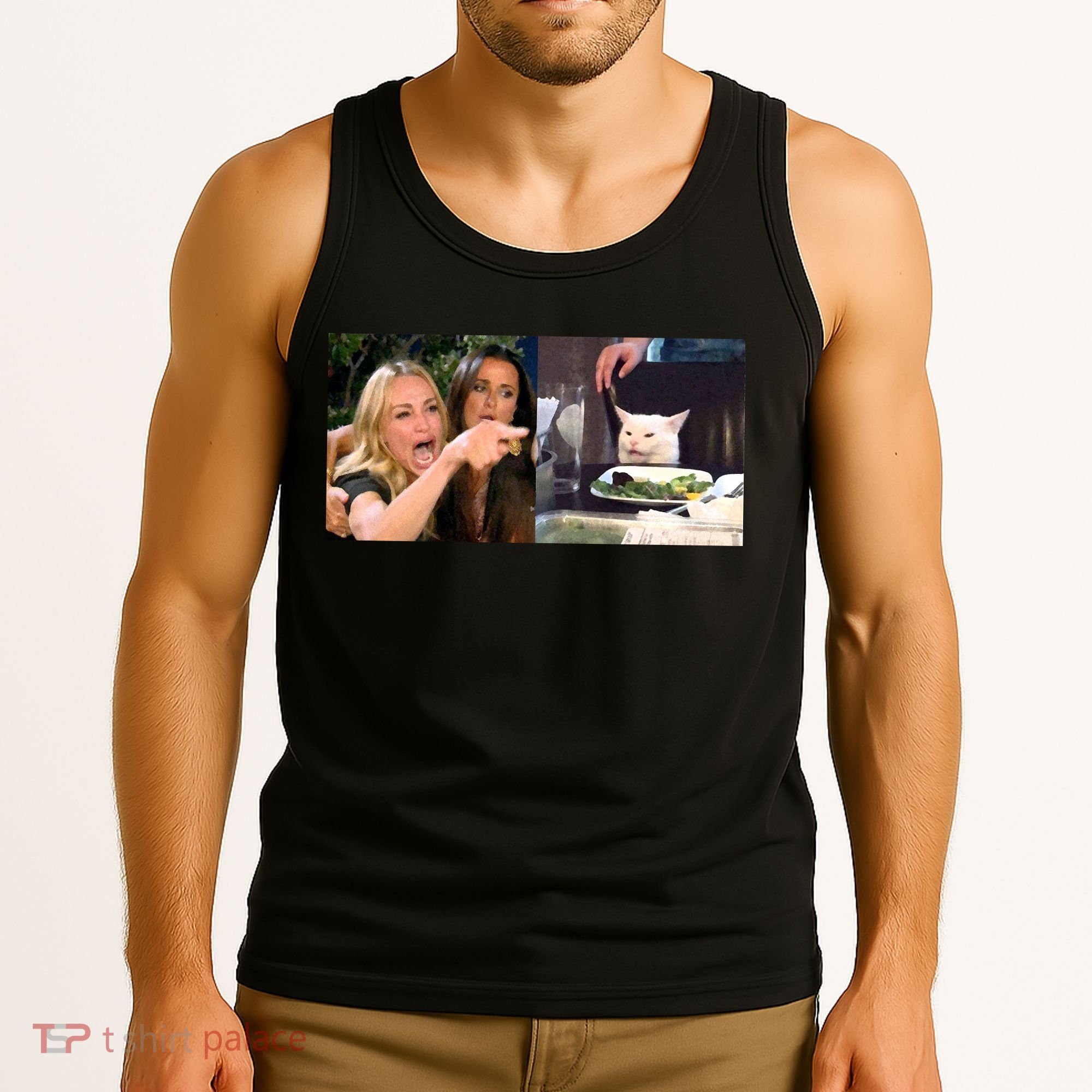 Funny Woman Yelling At Cat Meme  Tank Top
