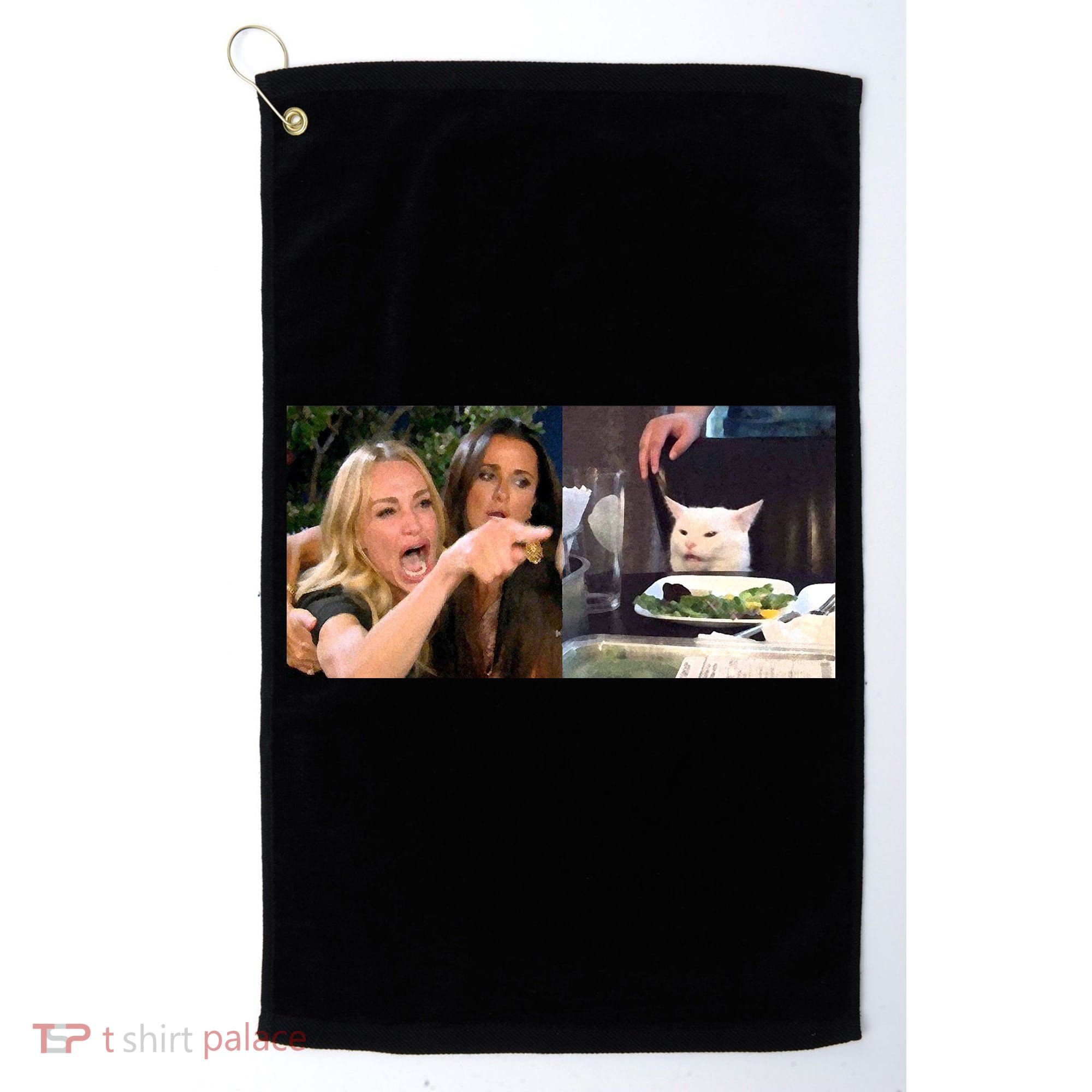 Funny Woman Yelling At Cat Meme  Golf Towel