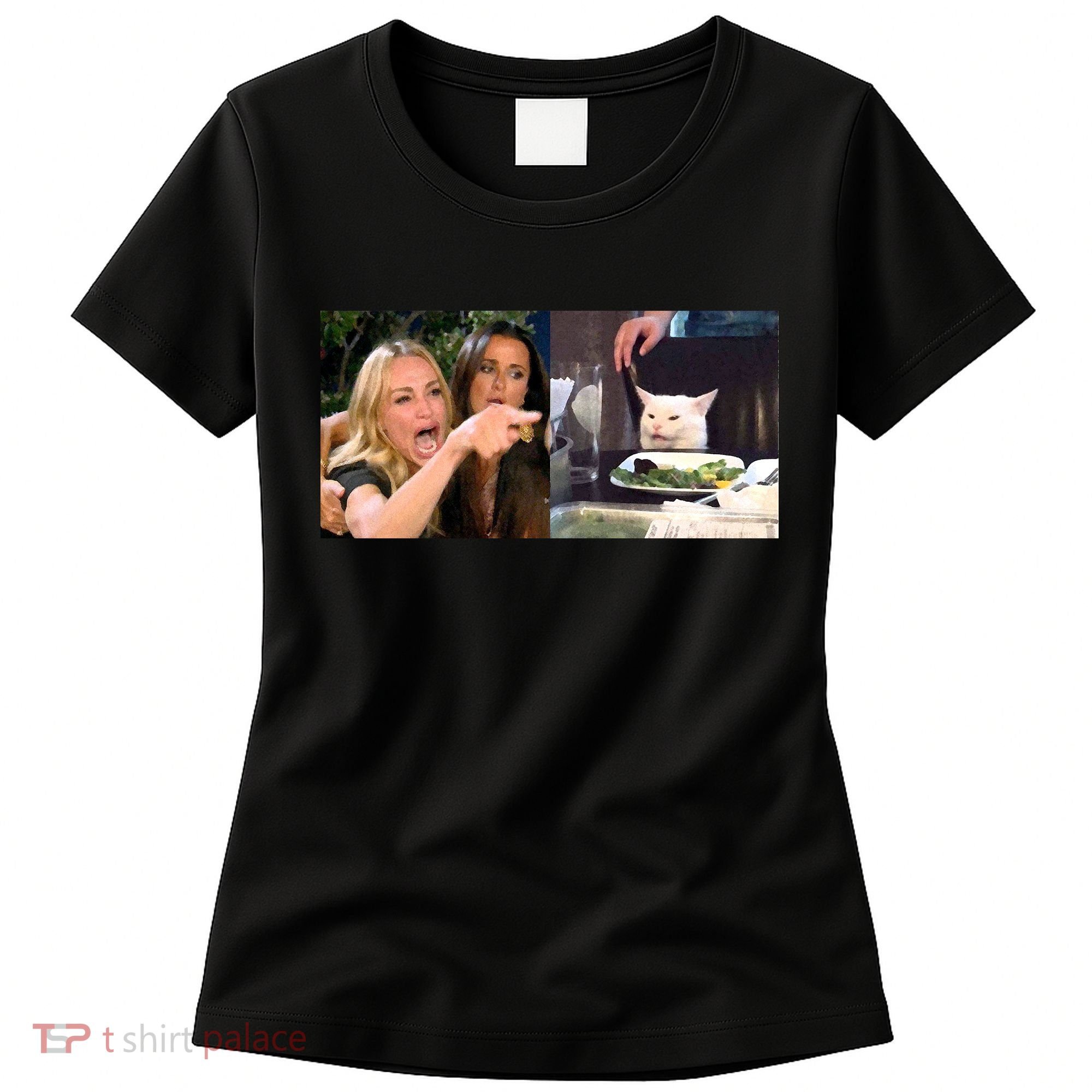 Funny Woman Yelling At Cat Meme  Women's T-Shirt