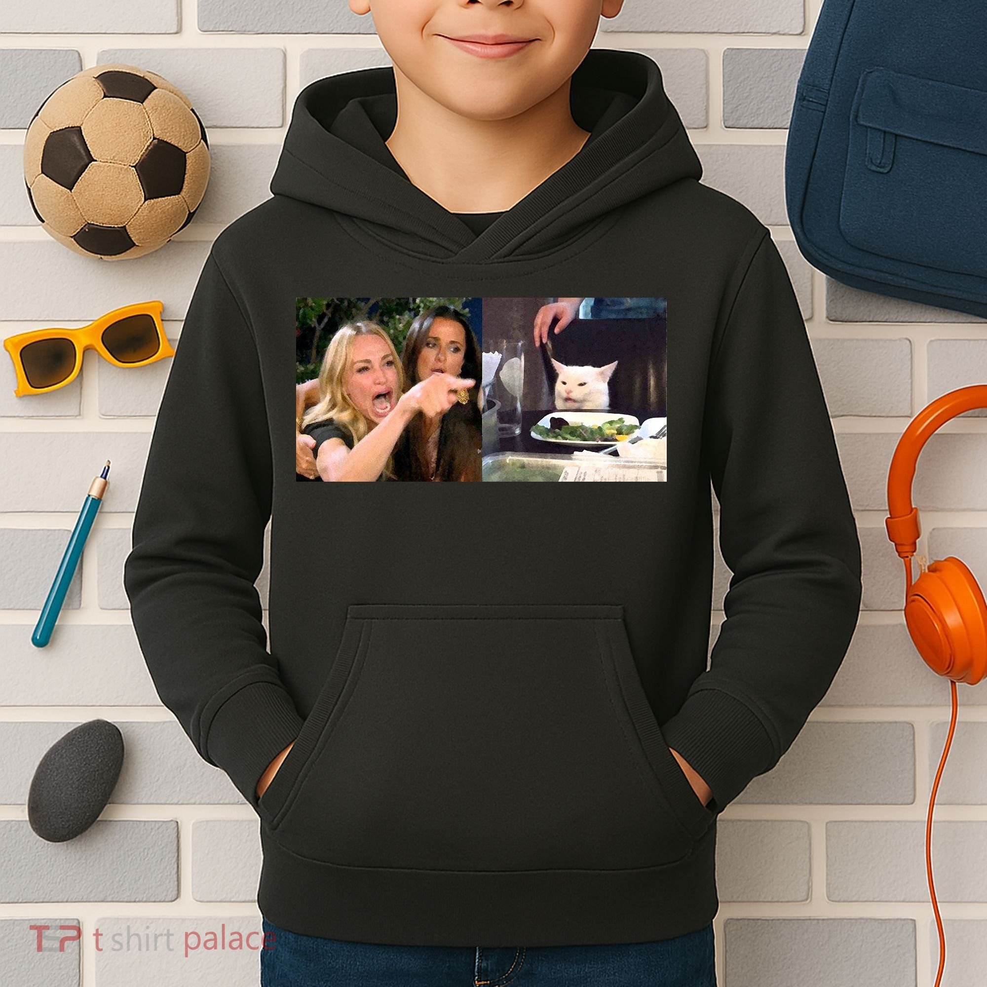 Funny Woman Yelling At Cat Meme  Kids Hoodie