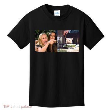Funny Woman Yelling At Cat Meme  Kids T-Shirt