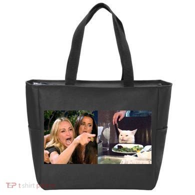 Funny Woman Yelling At Cat Meme  Tote Bag
