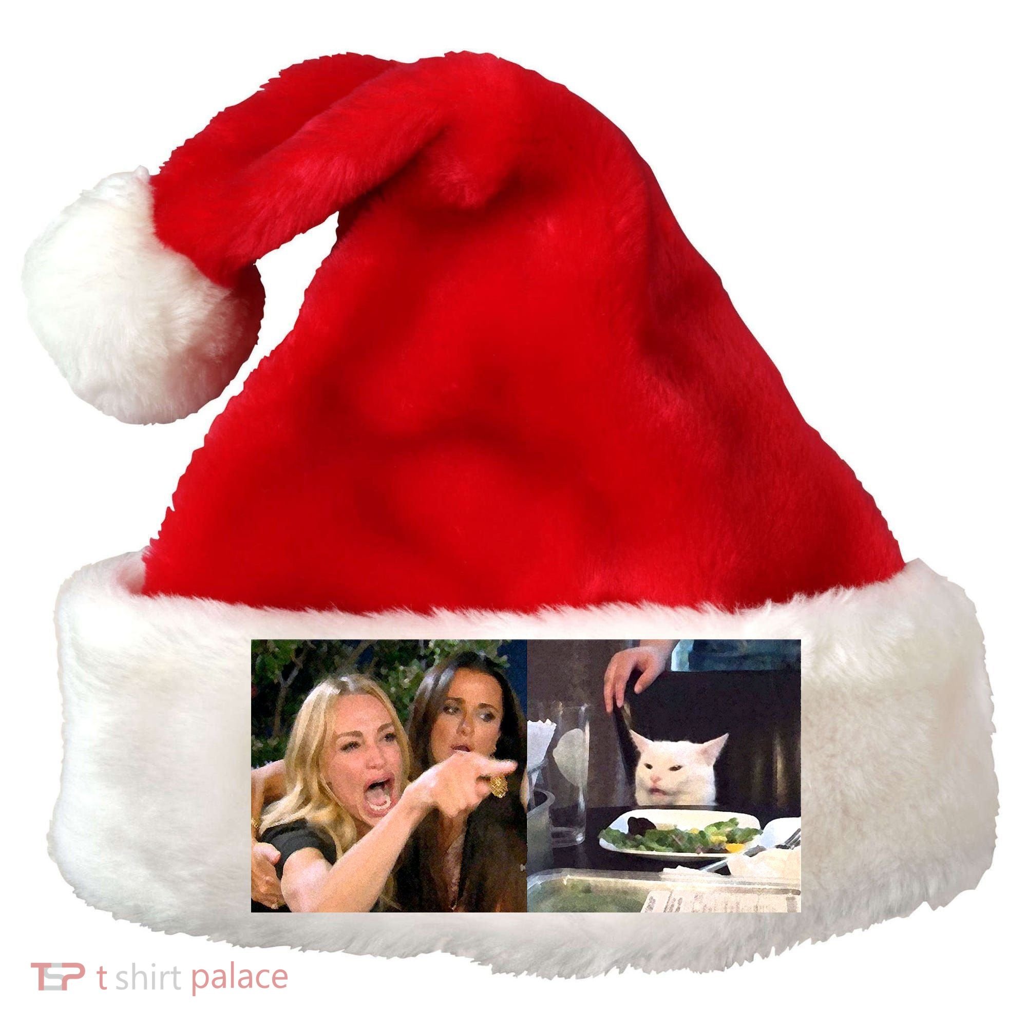 Funny Woman Yelling At Cat Meme  Santa Hat