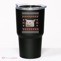 Funny Woman Yelling At Cat Meme Ugly Christmas Tumbler thumb 0