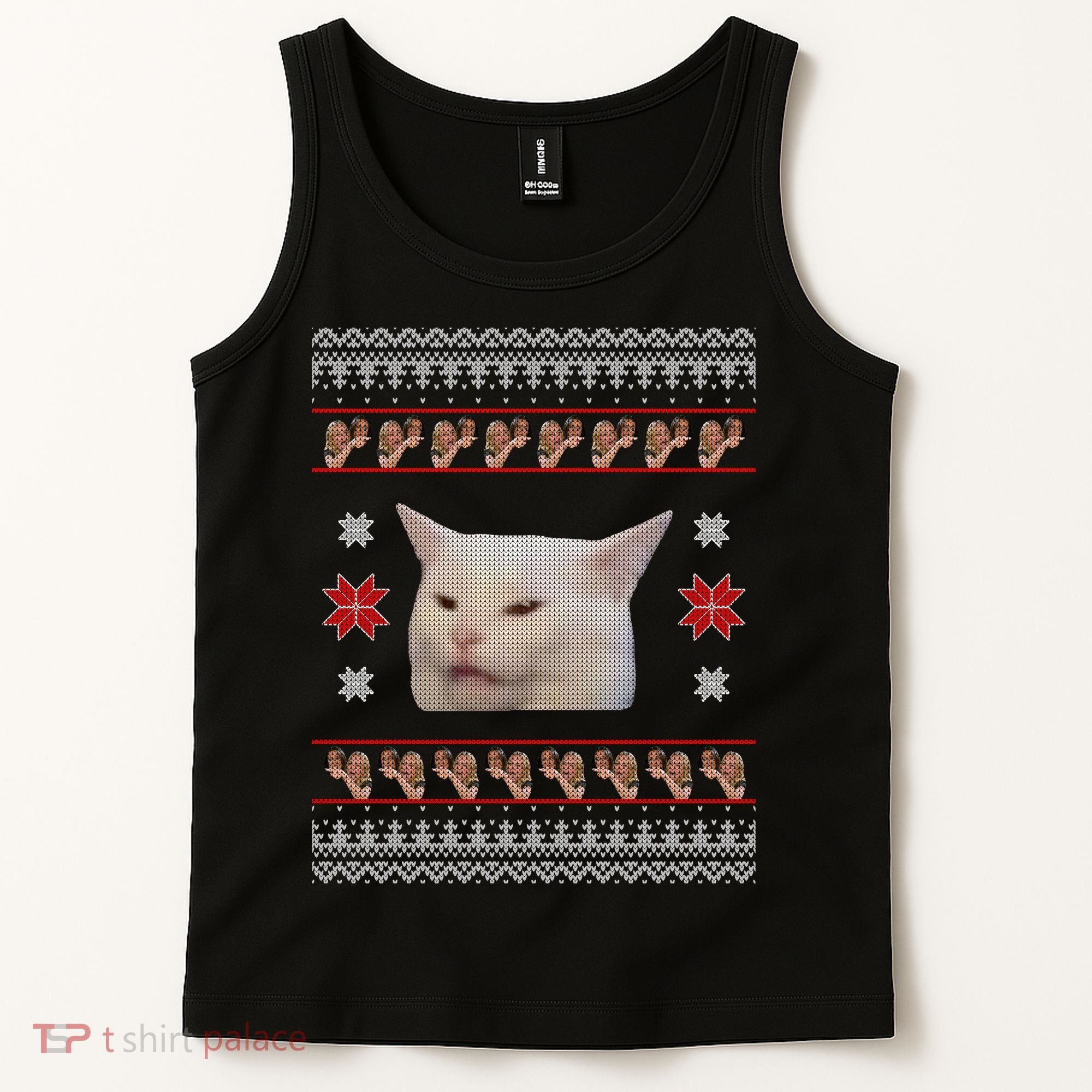 Funny Woman Yelling At Cat Meme Ugly Christmas Tank Top