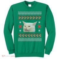 Funny Woman Yelling At Cat Meme Ugly Christmas Sweatshirt thumb 0