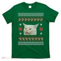 Funny Woman Yelling At Cat Meme Ugly Christmas T-Shirt thumb 0