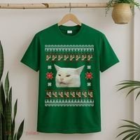 Funny Woman Yelling At Cat Meme Ugly Christmas T-Shirt thumb 2