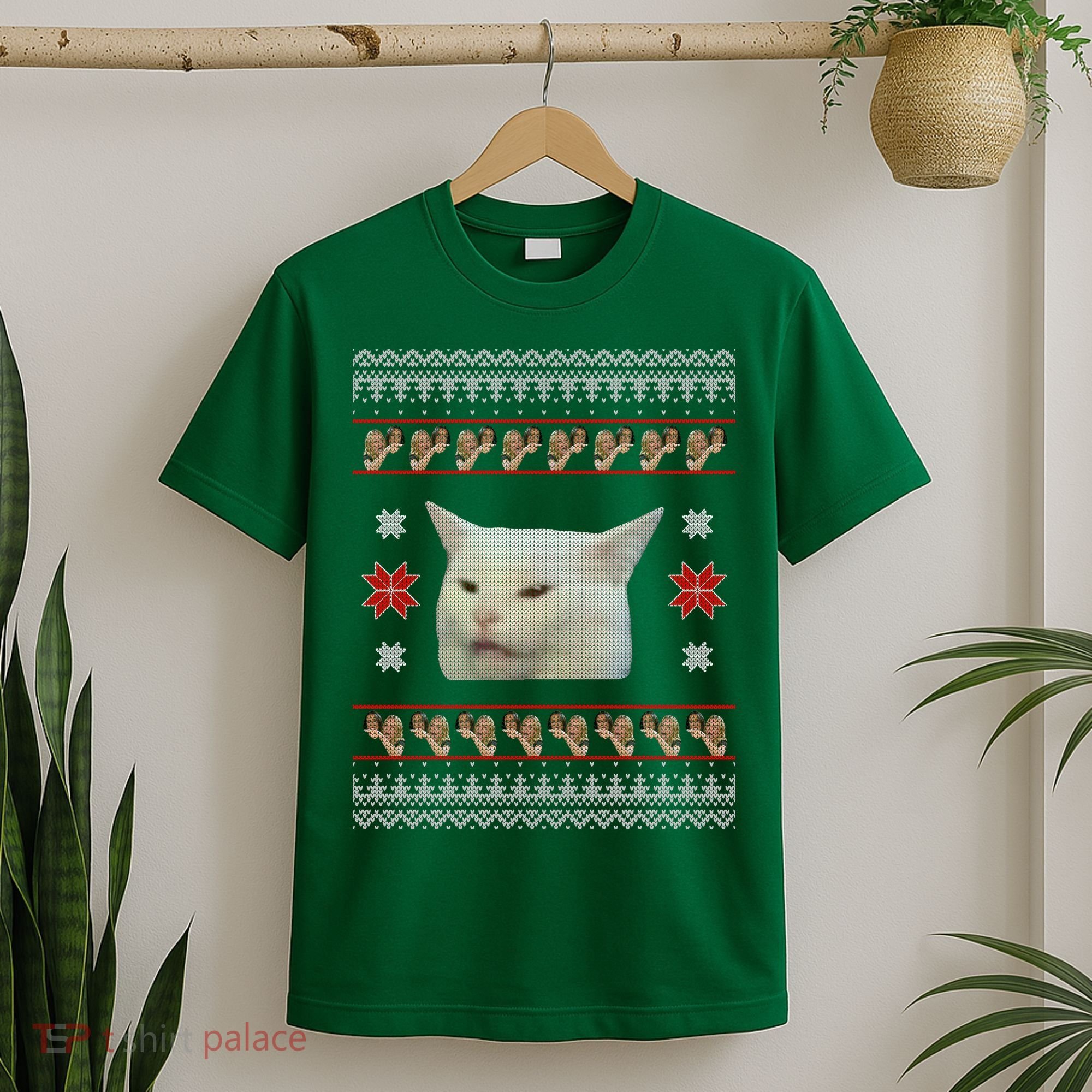 Funny Woman Yelling At Cat Meme Ugly Christmas T-Shirt