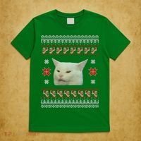 Funny Woman Yelling At Cat Meme Ugly Christmas T-Shirt thumb 5