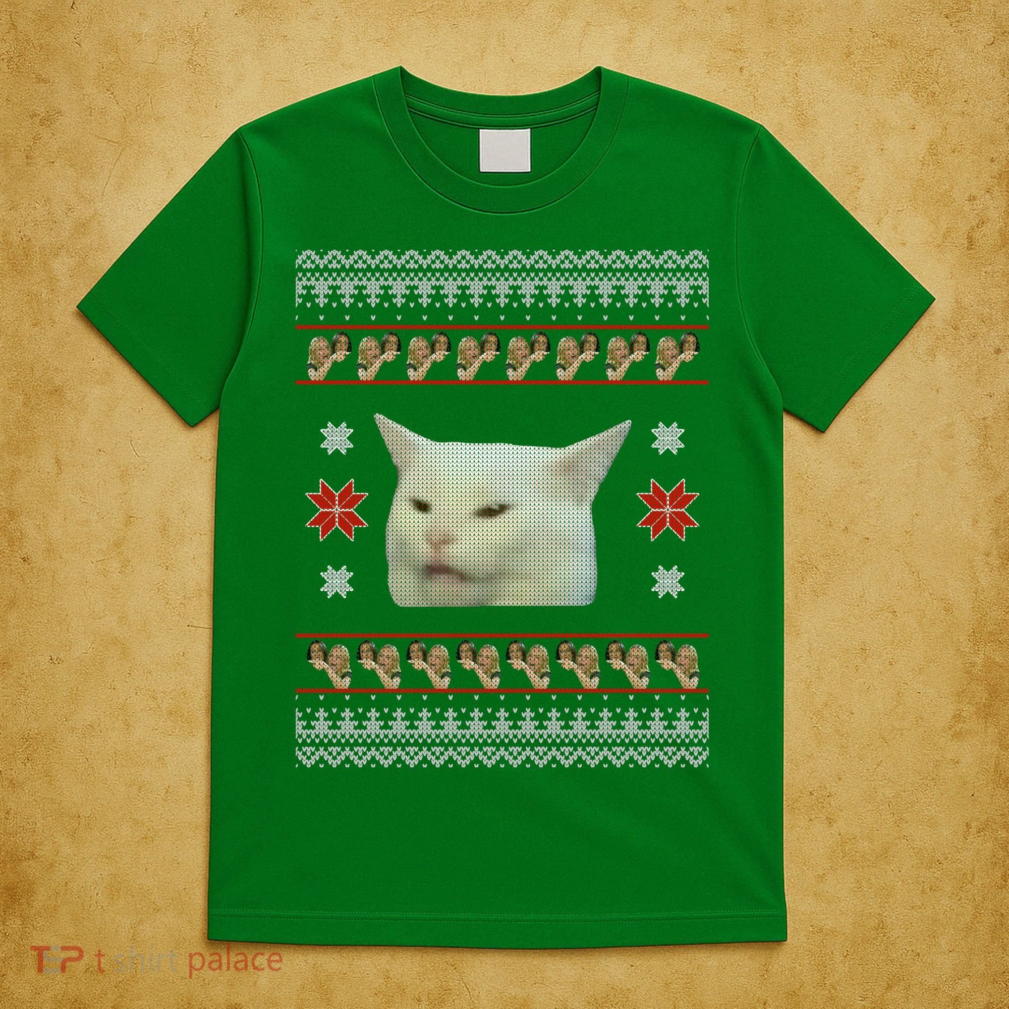 Funny Woman Yelling At Cat Meme Ugly Christmas T-Shirt
