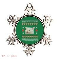 Funny Woman Yelling At Cat Meme Ugly Christmas Ornament thumb 0