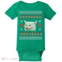 Funny Woman Yelling At Cat Meme Ugly Christmas Baby Bodysuit thumb 0