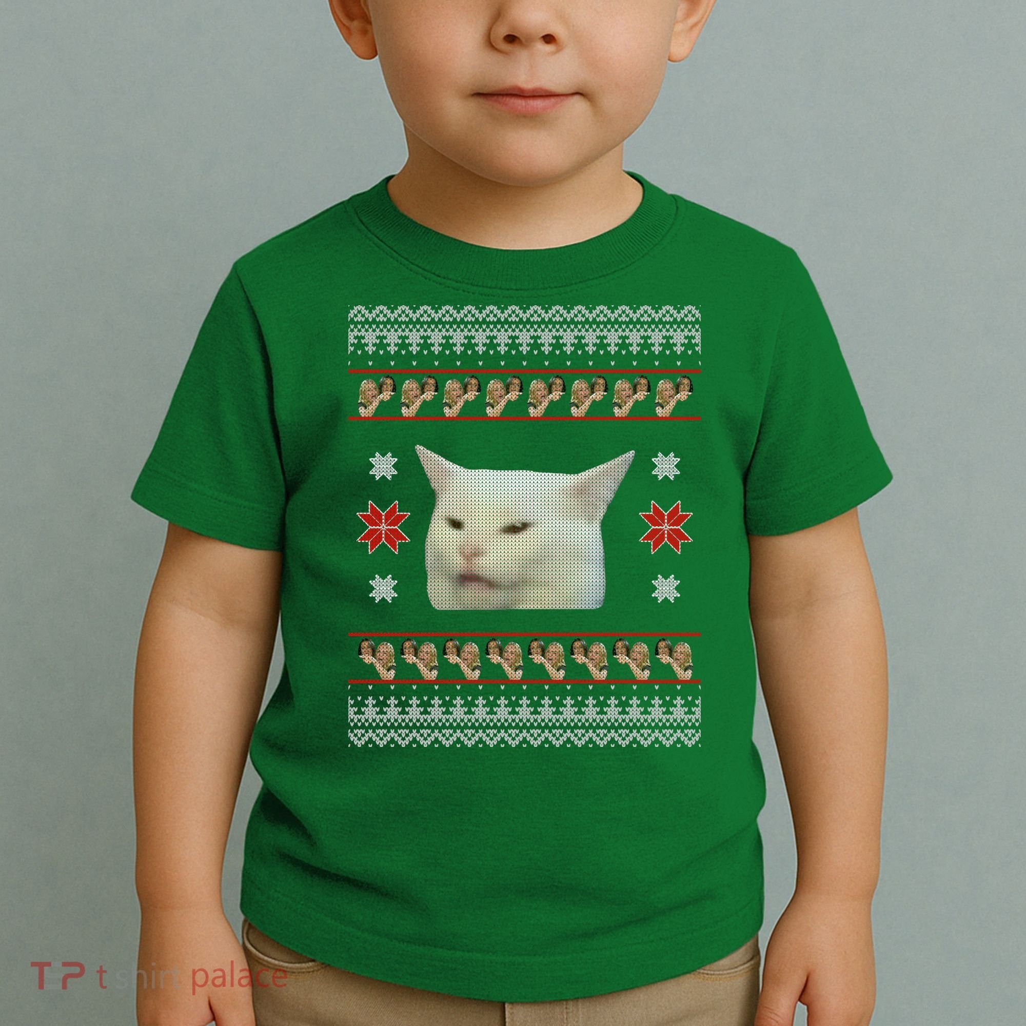 Funny Woman Yelling At Cat Meme Ugly Christmas Toddler T-Shirt